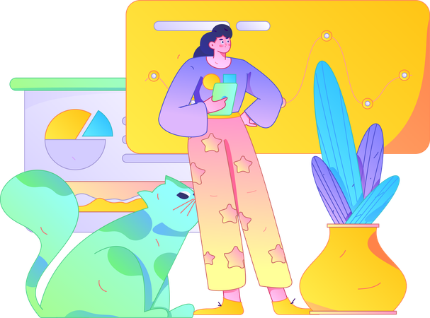 Businesswoman presenting analysis chart  Illustration