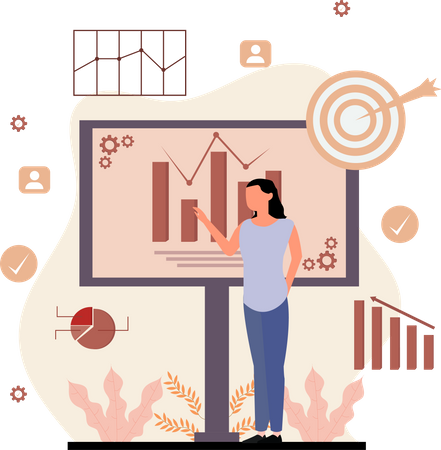 Businesswoman Presenting analysis chart  Illustration