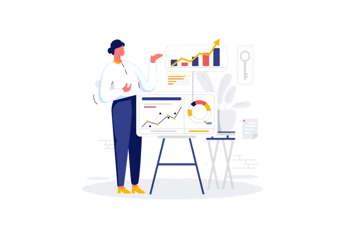 Businesswoman presenting analysis  Illustration