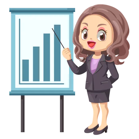Businesswoman presenting analytics data Illustration