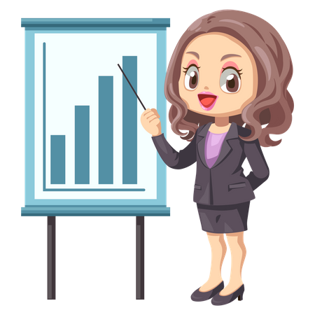 Businesswoman presenting analytics data  Illustration