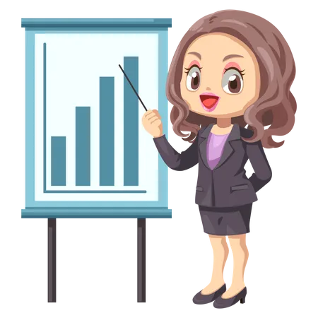 Businesswoman presenting analytics data  Illustration