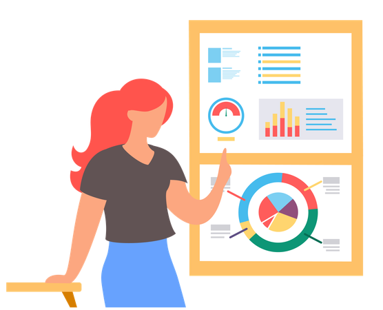 Businesswoman presenting business data  Illustration