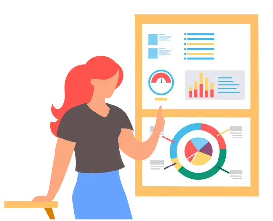 Businesswoman presenting business data  Illustration