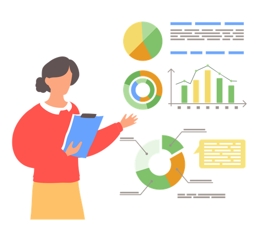 Businesswoman presenting business data  Illustration