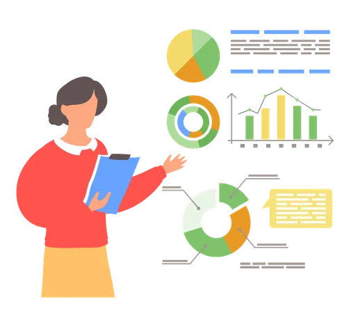 Businesswoman presenting business data  Illustration
