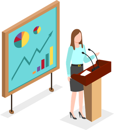 Businesswoman presenting business data in meeting  Illustration