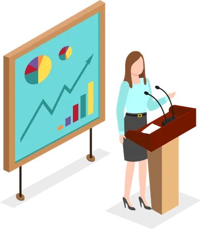 Businesswoman presenting business data in meeting  Illustration