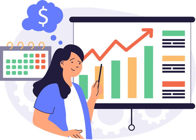 Businesswoman presenting business growth graph  Illustration