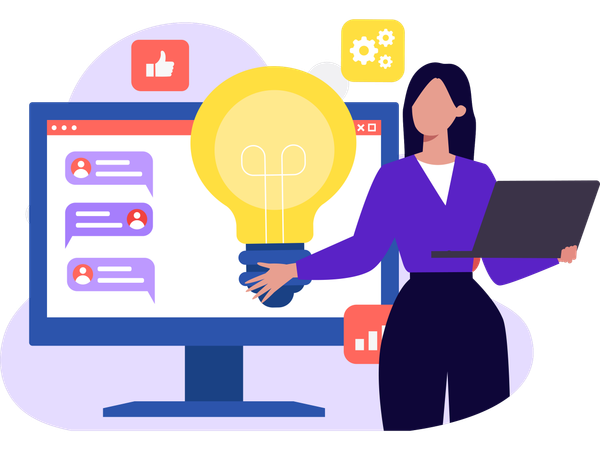 Businesswoman Presenting Business Idea  Illustration