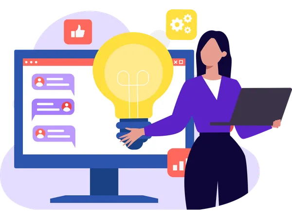 Businesswoman Presenting Business Idea  Illustration
