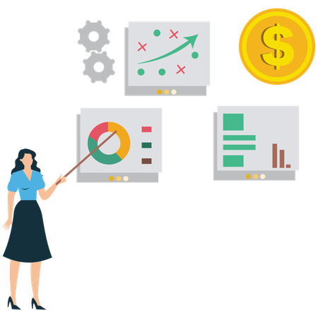 Businesswoman presenting business idea  Illustration