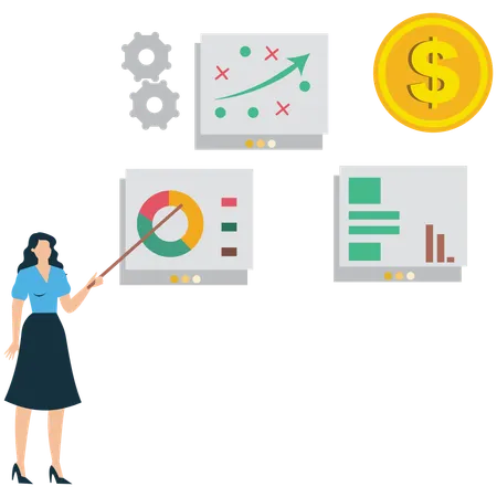 Businesswoman presenting business idea  Illustration
