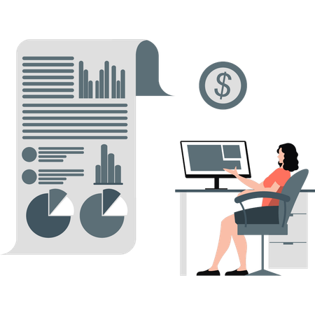 Businesswoman presenting business report  Illustration