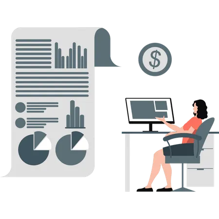 Businesswoman presenting business report  Illustration