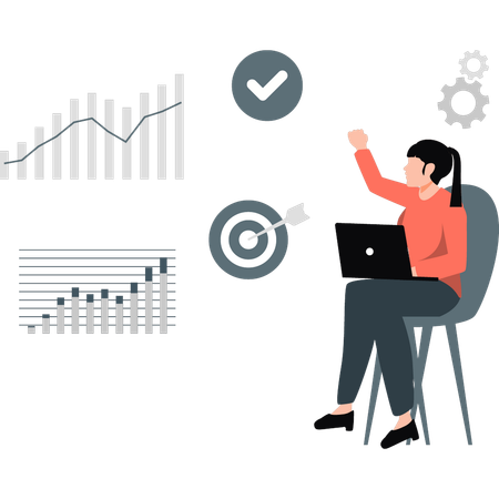 Businesswoman presenting business target  Illustration