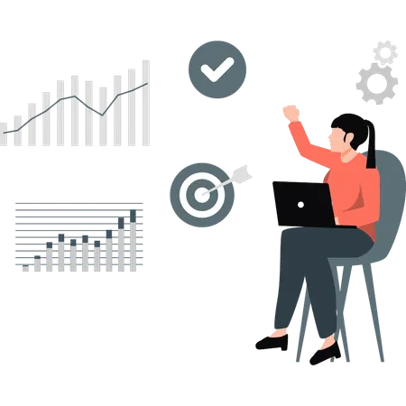 Businesswoman presenting business target  Illustration