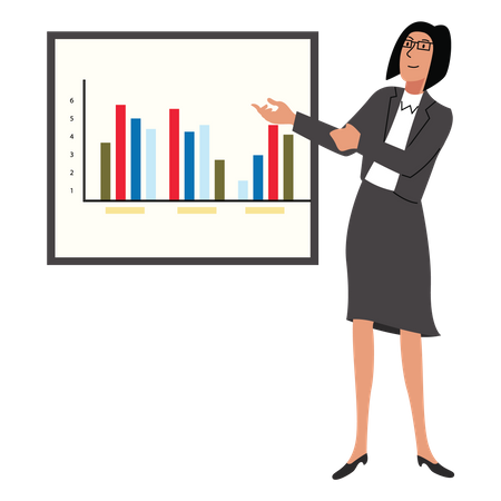 Businesswoman presenting chart  Illustration