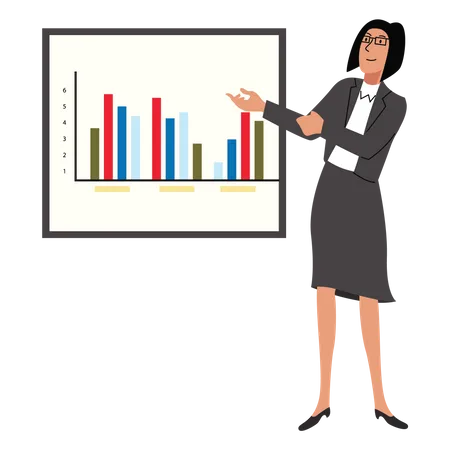 Businesswoman presenting chart  Illustration