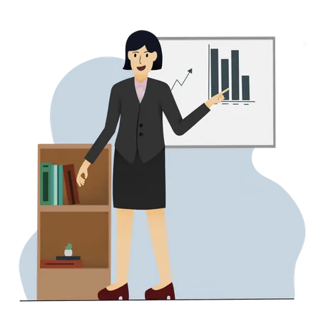 Businesswoman presenting data analysis  Illustration