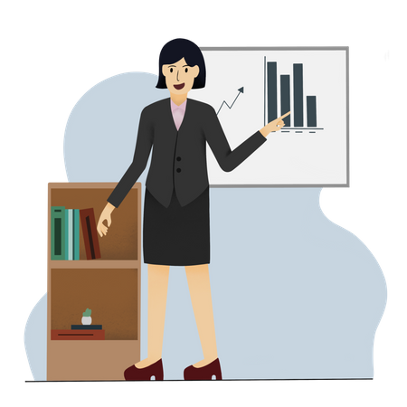 Businesswoman presenting data analysis  Illustration