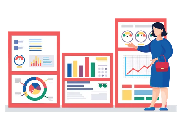 Businesswoman presenting data analytics  Illustration