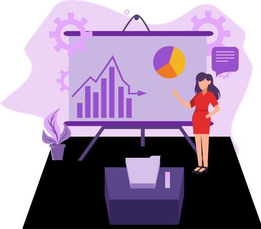 Businesswoman presenting data analytics  Illustration