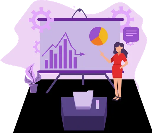 Businesswoman presenting data analytics  Illustration