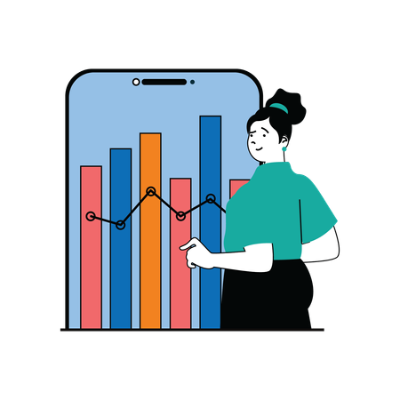 Businesswoman presenting finance growth graph  Illustration