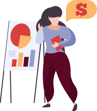 Businesswoman presenting financial analysis  Illustration