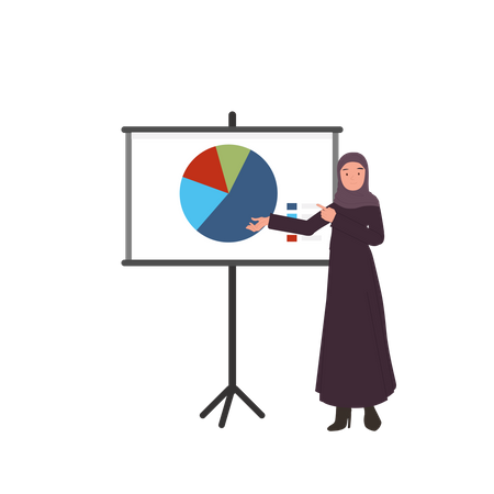Businesswoman presenting financial data  Illustration