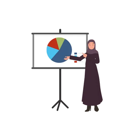 Businesswoman presenting financial data  Illustration