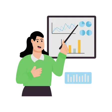 Businesswoman presenting graph data  Illustration