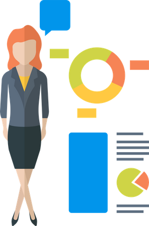 Businesswoman presenting graph  Illustration