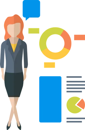 Businesswoman presenting graph  Illustration