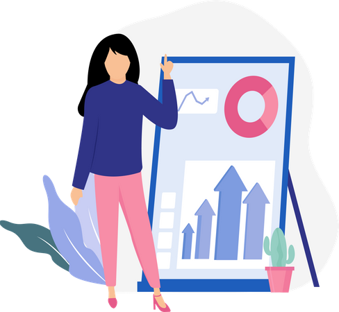 Businesswoman presenting growth chart  Illustration