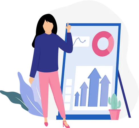 Businesswoman presenting growth chart  Illustration