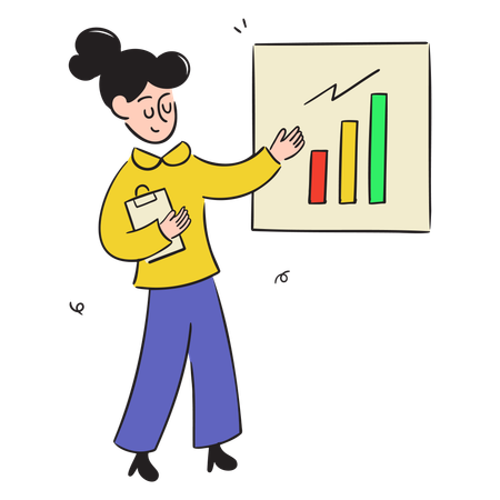 Businesswoman Presenting Increased Profits  Illustration