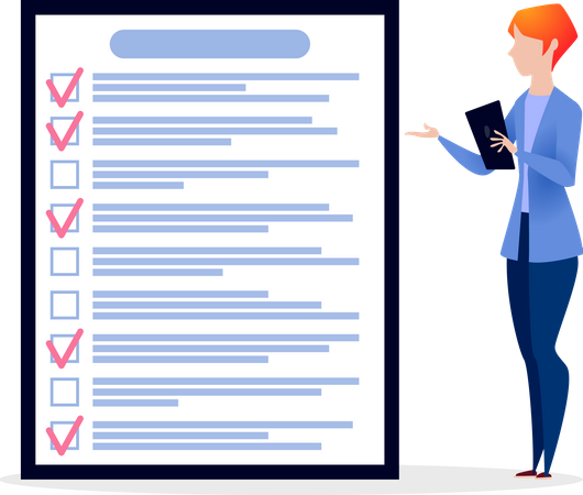 Businesswoman presenting todo list  Illustration