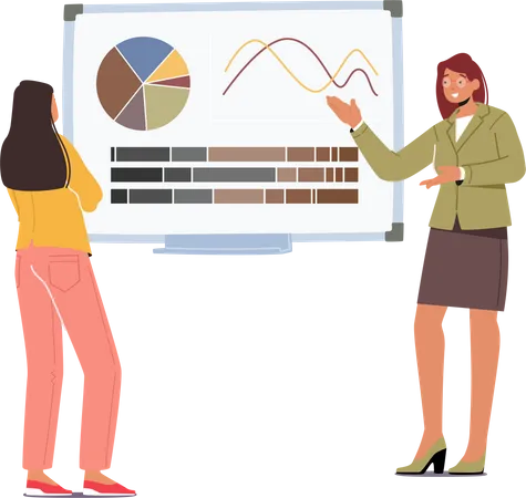 Businesswoman presenting with Data  Illustration