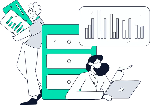 Businesswoman presents data in meeting  Illustration