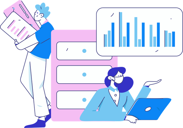 Businesswoman presents data in meeting  Illustration