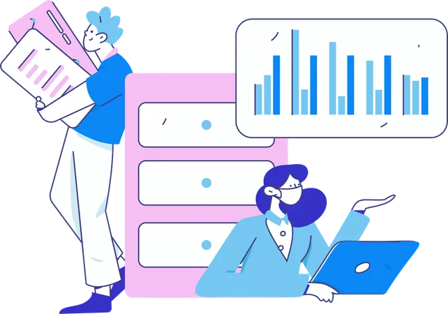 Businesswoman presents data in meeting  Illustration