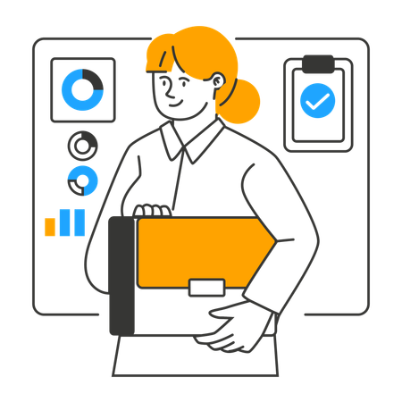 Businesswoman presents economy growth graph  Illustration