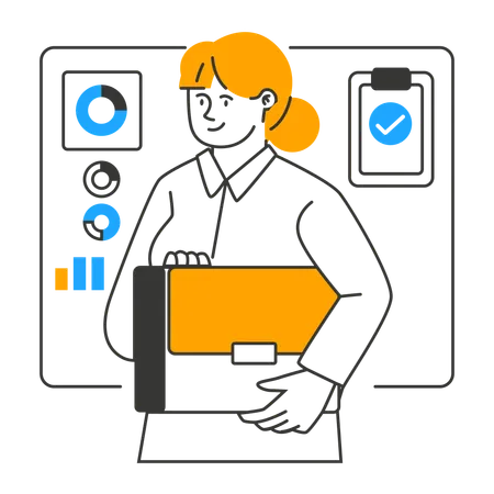 Businesswoman presents economy growth graph  Illustration