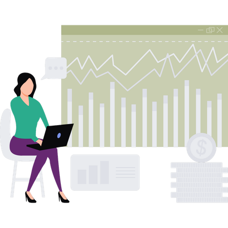 Businesswoman presents financial graphs  Illustration