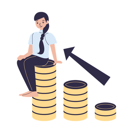 Businesswoman profit growth  Illustration