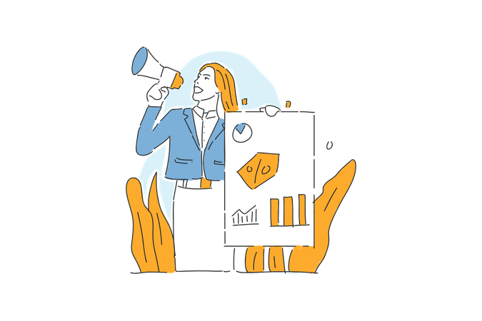 Businesswoman promoting portfolio  Illustration