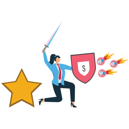Businesswoman Protect brand reputation concept  Illustration