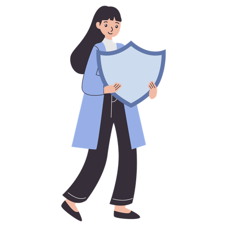 Businesswoman protecting business data Illustration